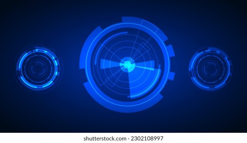 Kollektion futuristischer Technologiekreis formt menschliche Elemente zur grafischen Vektorgrafik