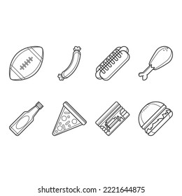 collection of gameday food icon vector