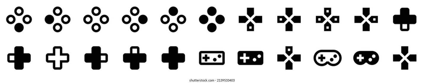 Colección de iconos de gamepad. Conjunto de iconos plano negro aislado en fondo blanco
