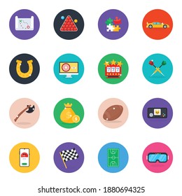 
Collection of Gaming and Entertainment Icons in Flat Rounded Style 