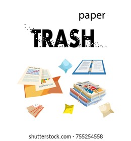 Collection of garbage and debris. Isolated vector illustration
