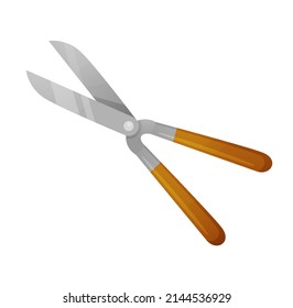 Collection of gardening tools. pitchfork,  pruner, secateurs, shovel, spade. Vector Isolated on a white background.
