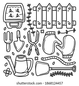collection of Gardening tools and supplies