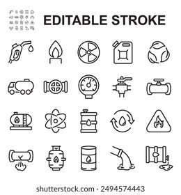Collection of gas and oil fuel icons. 