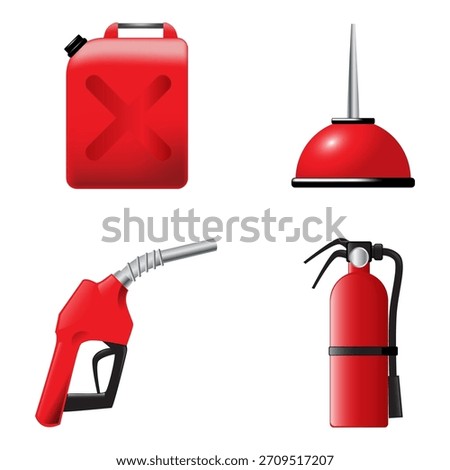 collection of gas station stuff icon vector