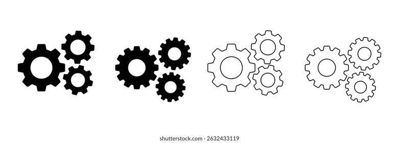 Collection of gear icon vector isolated on white background 
