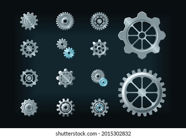 Colección de vectores de engranajes, 3d ilustración de equipo, adecuado para aplicación, sitio web, configuración, computadora, smartphone y demás