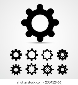 Collection of gear wheels isolated on white background