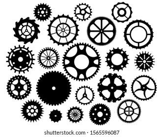 Collection of gears . Isolated design elements. Vector illustration