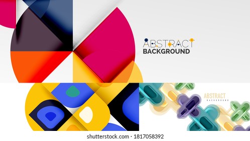 Kollektion geometrischer abstrakter Hintergründe für Bezüge, Banner, Flyer und Plakate und andere Vorlagen
