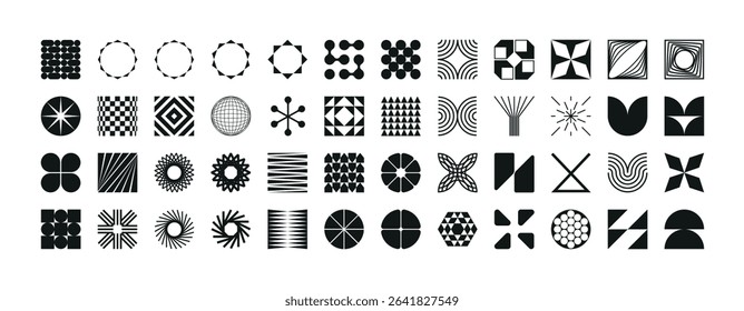 Collection of geometric and abstract shapes. Set of abstract symbols. Brutalist style set of geometric shapes.