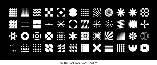 Collection of geometric and abstract shapes. Set of abstract symbols. Brutalist style set of geometric shapes.