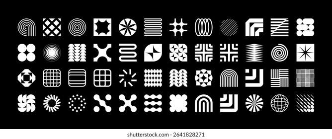 Collection of geometric and abstract shapes. Set of abstract symbols. Brutalist style set of geometric shapes.