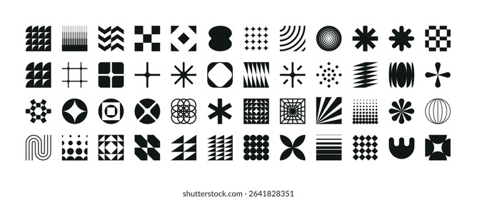 Collection of geometric and abstract shapes. Set of abstract symbols. Brutalist style set of geometric shapes.