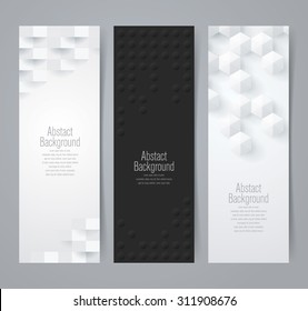 Collection of geometric black and white banner. Can be used in website, magazine or advertising. 