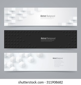 Collection of geometric black and white banner. Can be used in website, magazine or advertising. 