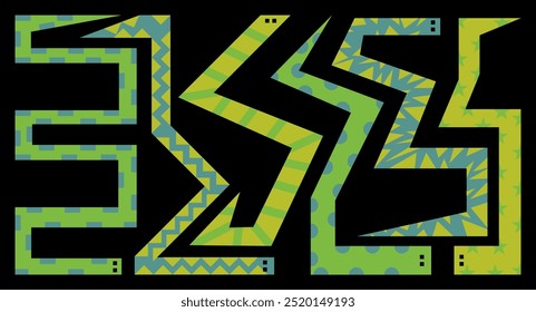 Collection of geometric colorful snakes. Different shapes. Vector set