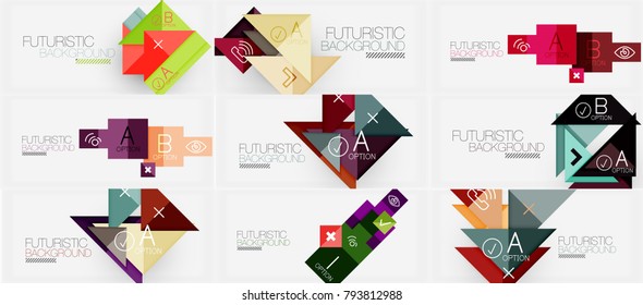 Colección de plantillas de banner de composición geométrica. Ilustración del vector