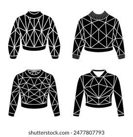 Collection of Geometric Cropped Sweater Silhouettes