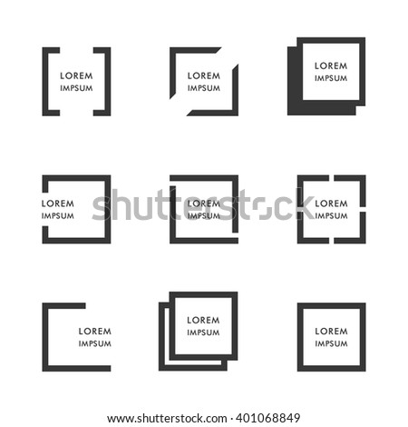 Collection of geometric frames logo with place for tex.Business Signs,Logos, Labels, Badges, Hang tags and Other Design Elements.Trendy golden icons and logotypes.Vector illustration.Isolated on white