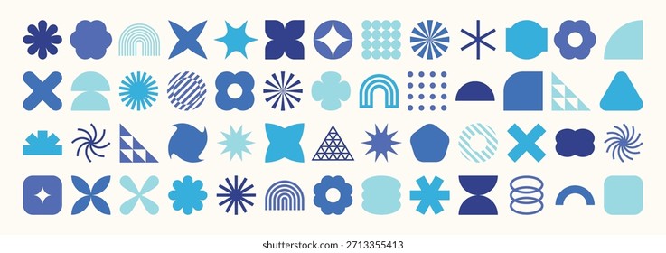 Colección de Elementos gráficos geométricos. Formas abstractas de estilo brutalista. Diseño retro. Ilustración vectorial