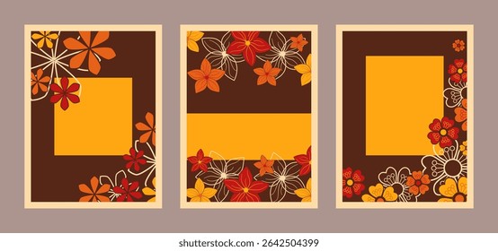 Collection of geometric graphic pattern in retro colors