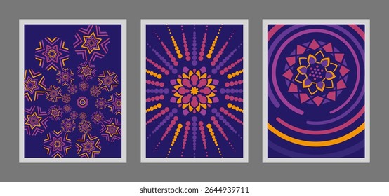 Collection of geometric graphic template in pop art colors
