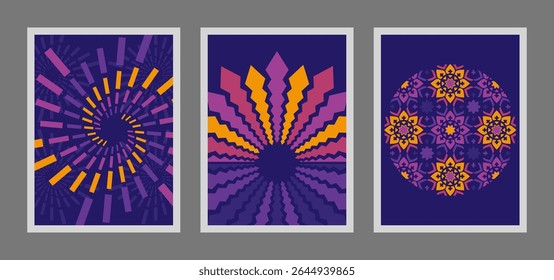 Collection of geometric graphic template in pop art colors