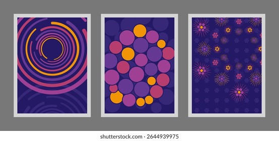 Collection of geometric graphic template in pop art colors