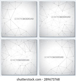 Collection geometric gray background molecule and communication for your design. Vector illustration.
