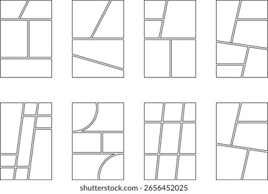 coleção de modelos de layout de grade geométrica. Moldura em branco para quadrinhos, colagem de fotos, cartaz, folheto. Ilustração vetorial