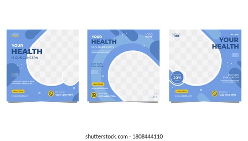 Collection of Geometric Healthcare social media post templates