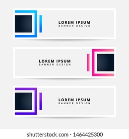 Collection Geometric Horizontal Business Banner set vector template. Clean Rectangle abstract background layout for website design. EPS10 VECTOR.