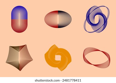 collection of geometric line shapes for design or decoration elements