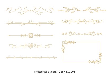 Colección de líneas geométricas adorno art deco. Vector de elementos decorativos de lujo