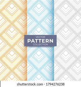 Collection of geometric minimal lines pattern set Vector.three color combinaton yellow,blue,gray.