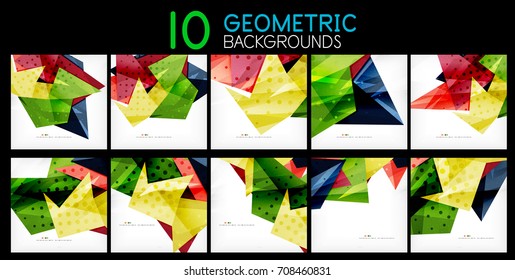Collection of geometric modern abstract backgrounds with copyspace, business or technology futuristic designs