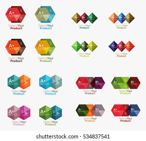 Collection of geometric paper infographic templates. Business abstract backgrounds for workflow layout, diagram, number options or web design