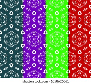 collection of geometric pattern with floral abstract ornament. Seamless vector background. Graphic modern pattern