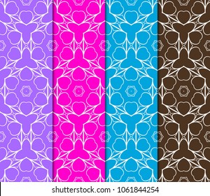 collection of geometric pattern with floral abstract ornament. Seamless vector background. Graphic modern pattern