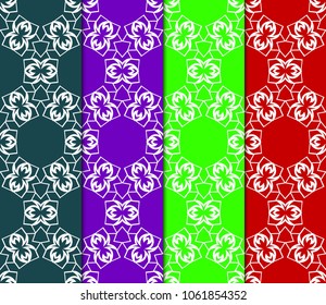 collection of geometric pattern with floral abstract ornament. Seamless vector background. Graphic modern pattern