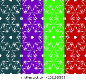 collection of geometric pattern with floral abstract ornament. Seamless vector background. Graphic modern pattern
