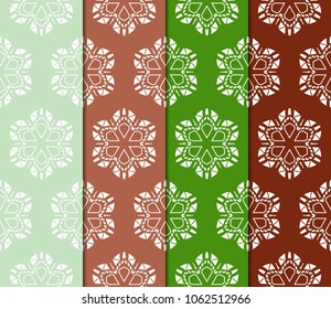 collection of geometric pattern with floral abstract ornament. Seamless vector background. Graphic modern pattern