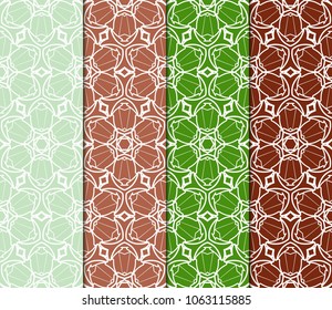 collection of geometric pattern with floral abstract ornament. Seamless vector background. Graphic modern pattern