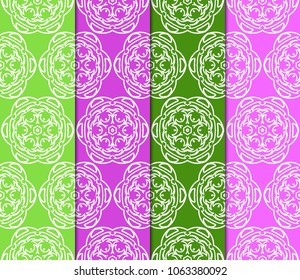 collection of geometric pattern with floral abstract ornament. Seamless vector background. Graphic modern pattern