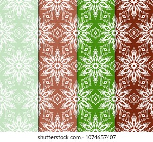 collection of geometric pattern with floral abstract ornament. Seamless vector background. Graphic modern pattern