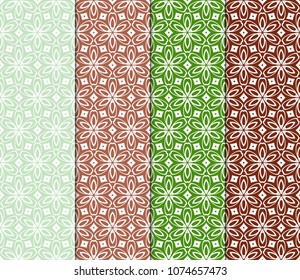 collection of geometric pattern with floral abstract ornament. Seamless vector background. Graphic modern pattern