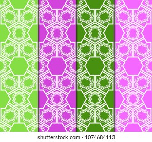 collection of geometric pattern with floral abstract ornament. Seamless vector background. Graphic modern pattern