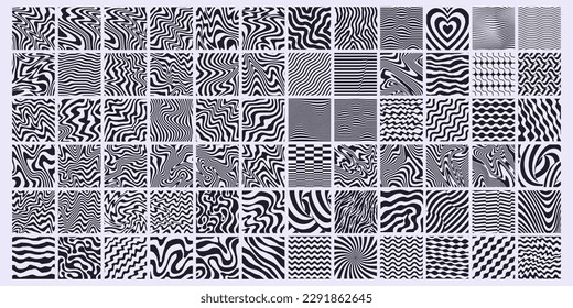 Collection Of Geometric Patterns. Set Of Abstract Modern Textures. Optical Illusion Backgrounds.