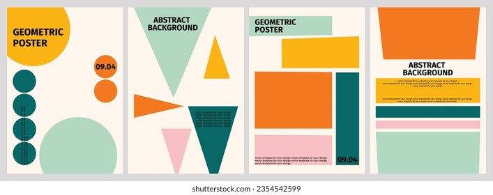 Collection of geometric poster templates. Abstract vector background for graphic design. Vintage style. Banner design for an event, billboard, social media.